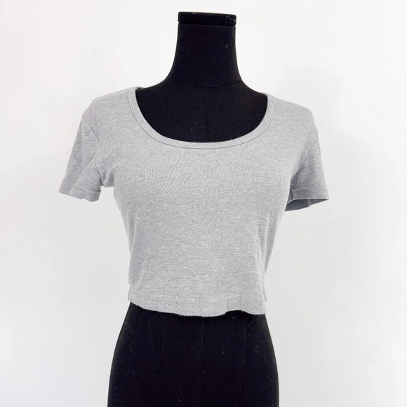 AMERICAN APPARELL SCOOP NECK CROP TOP T SHIRT - Picture 1 of 9